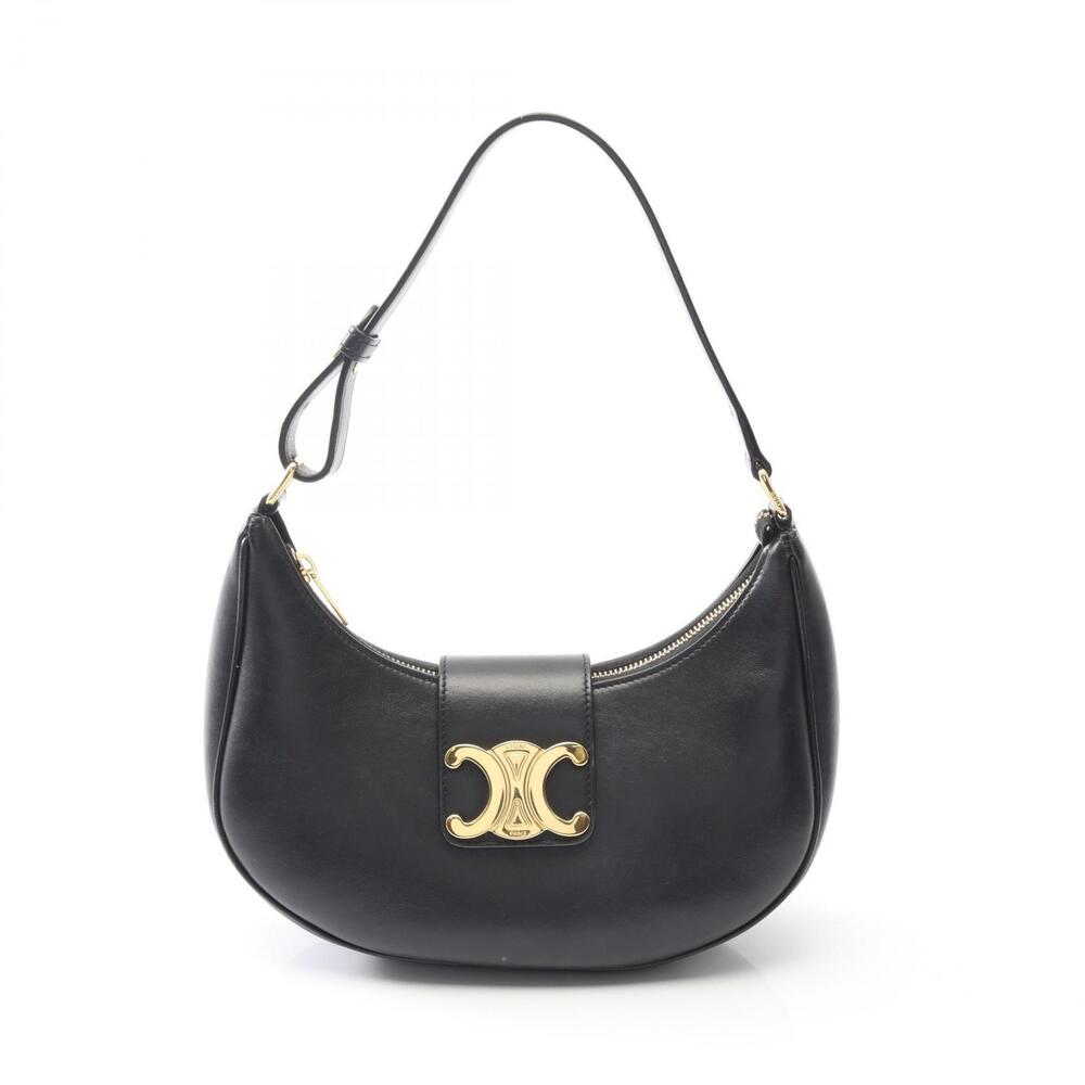 Celine AVA Triomphe Shoulder Bag Leather Black